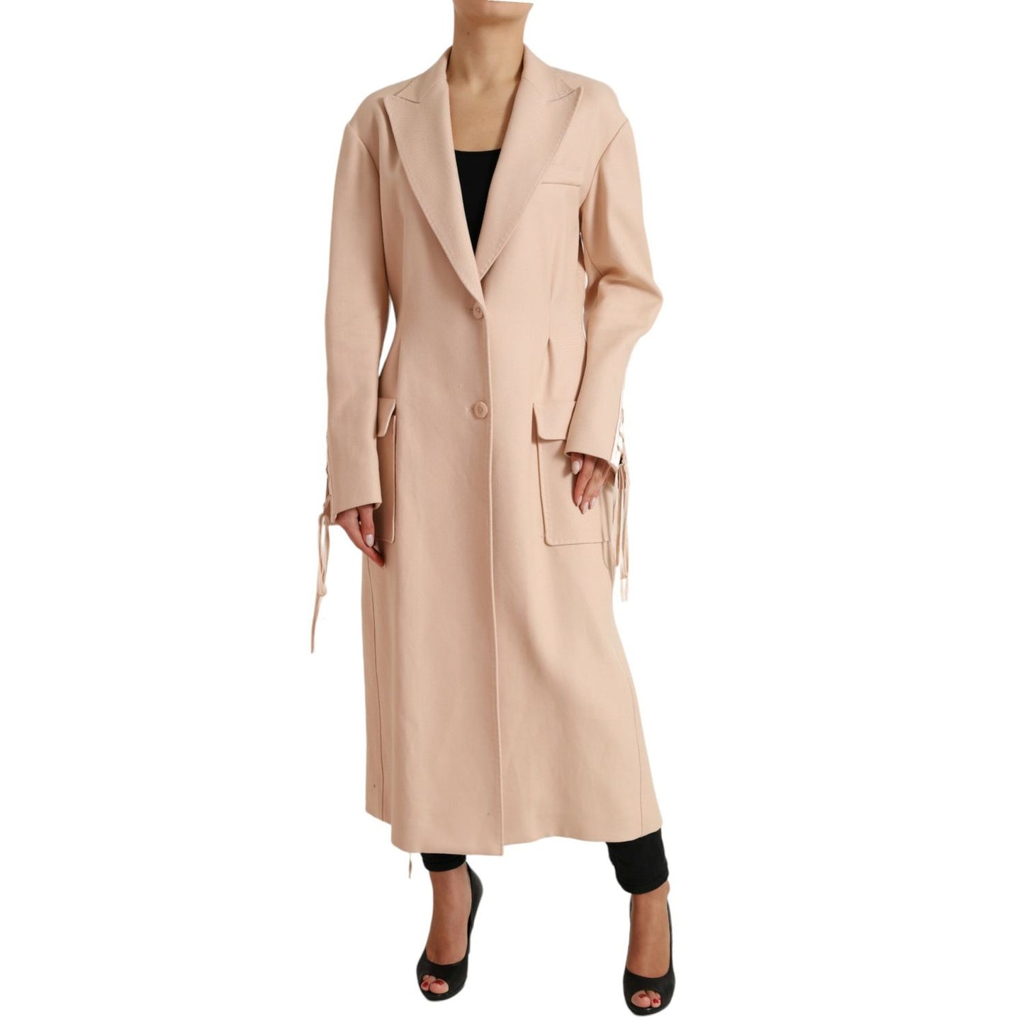 Dolce & Gabbana Beige Cotton Single Breasted Long Coat Jacket