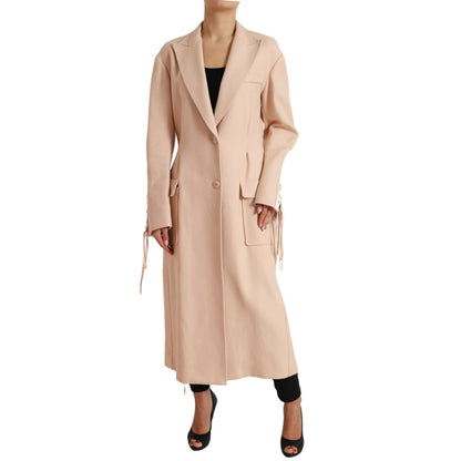Dolce & Gabbana Beige Cotton Single Breasted Long Coat Jacket