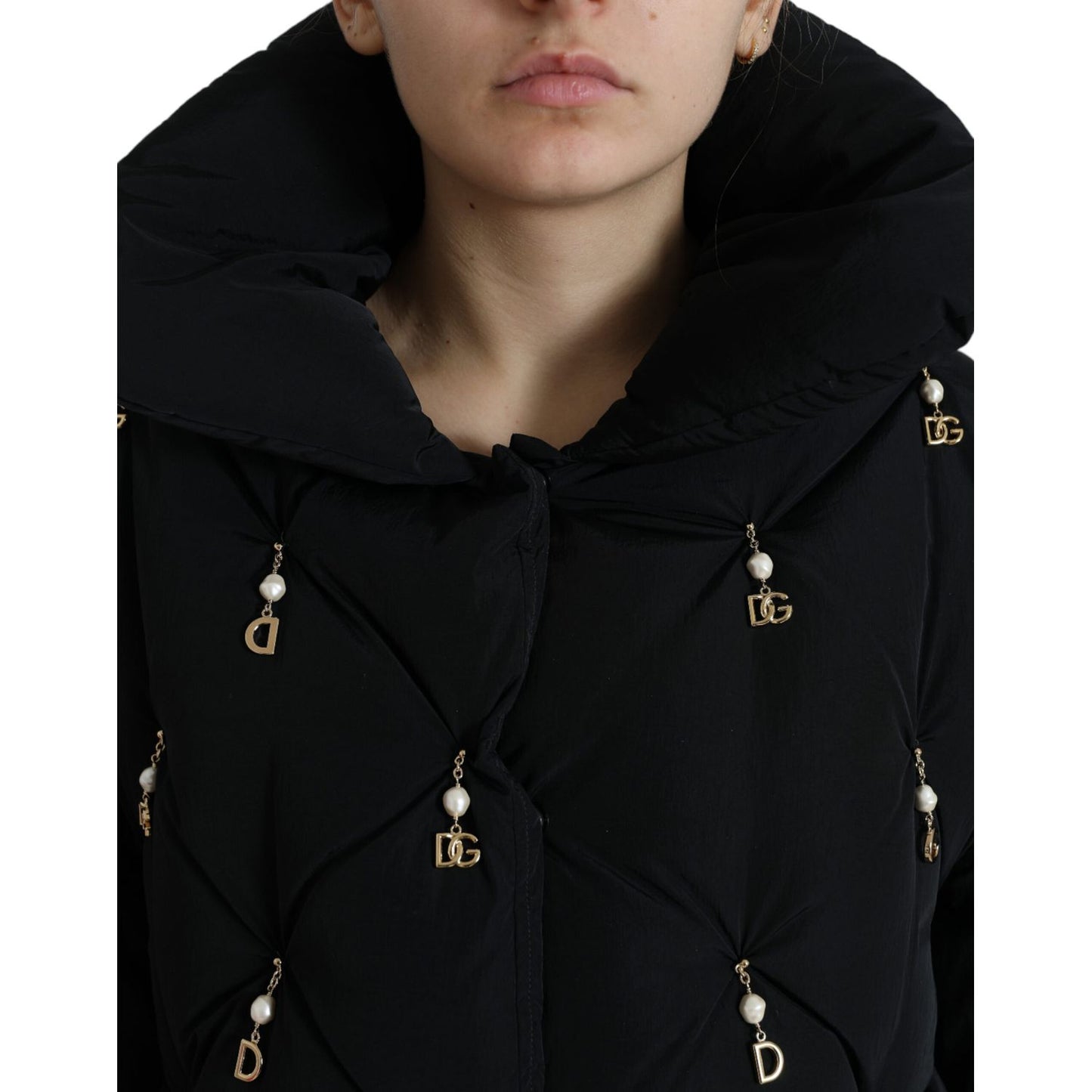 Dolce & Gabbana Black Embellished Quilted Shell Bomber Jacket 1728,67345645728,Black,Bombers - Jackets & Coats - Clothing,Clothing,Dolce & Gabbana,IT42|M,Jackets & Coats - Clothing,Jackets & Coats - Women - Clothing,Material: 100% Nylon,New with tags,Wome