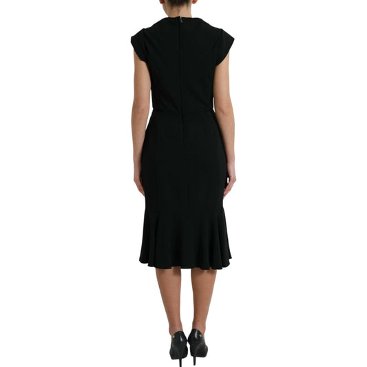 Dolce & Gabbana Elegant Black Stretch Cady Midi Dress Dolce & Gabbana