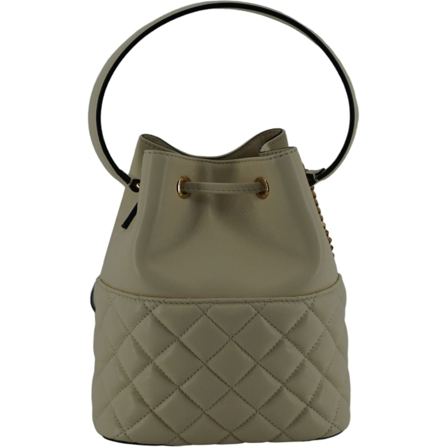 Versace White Lamb Leather Small Bucket Shoulder Bag