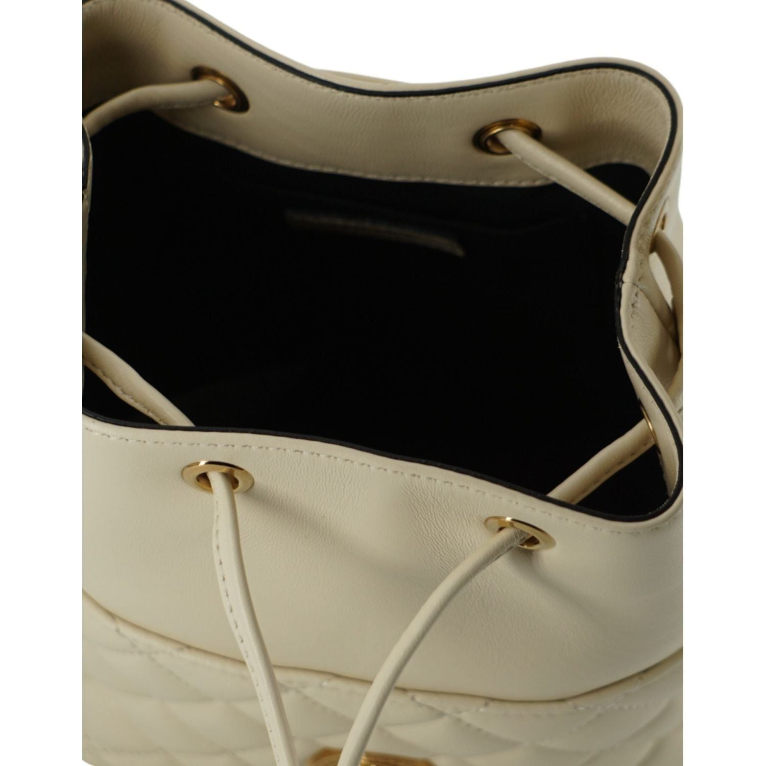 Versace White Lamb Leather Small Bucket Shoulder Bag