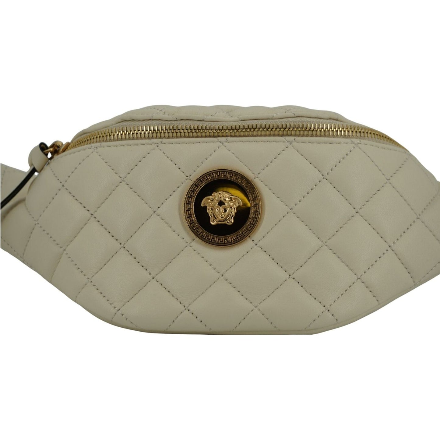 Versace Elegant White Lamb Leather Belt Bag Versace