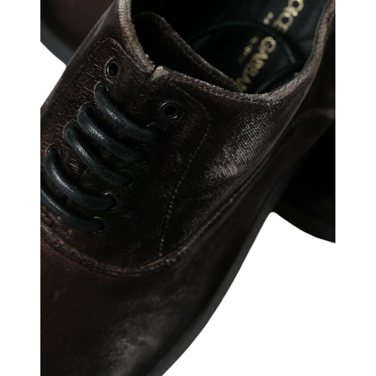 Dolce & Gabbana Elegant Brown Velvet Oxford Lace-up Shoes Dolce & Gabbana