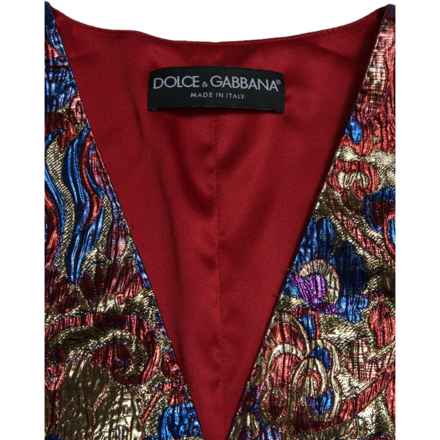 Dolce & Gabbana Multicolor Jacquard Button Waistcoat Vest Top
