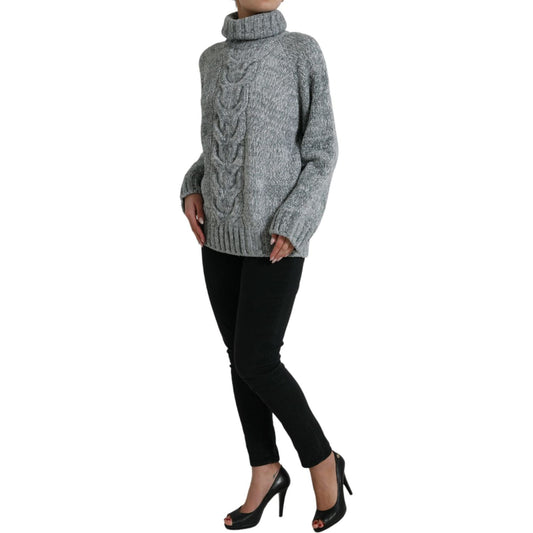 Dolce & Gabbana Elegant Gray Cashmere Blend Turtleneck Pullover Dolce & Gabbana Dim Gray