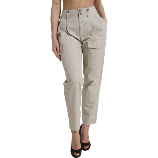 Dolce & Gabbana High-Waisted Tapered Fashion Pants - Beige Dolce & Gabbana