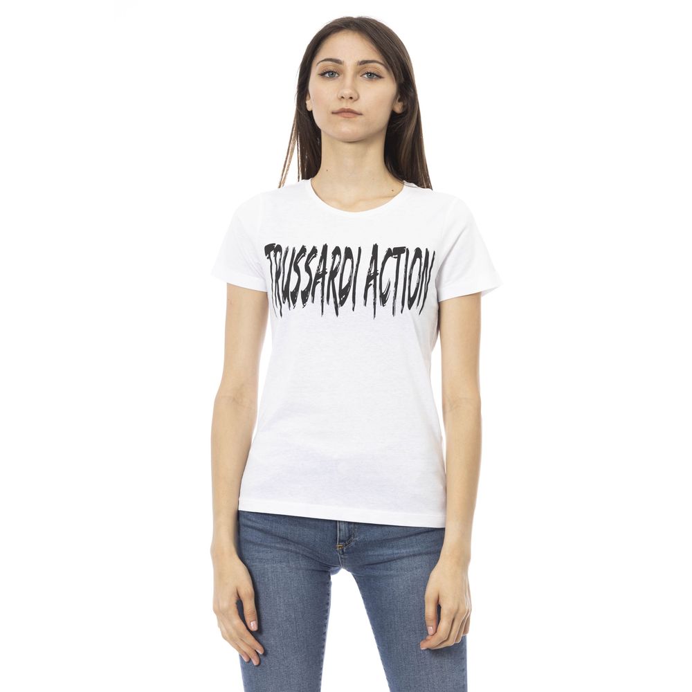 بلوزة نسائية من القطن باللون الأبيض من Trussardi Action