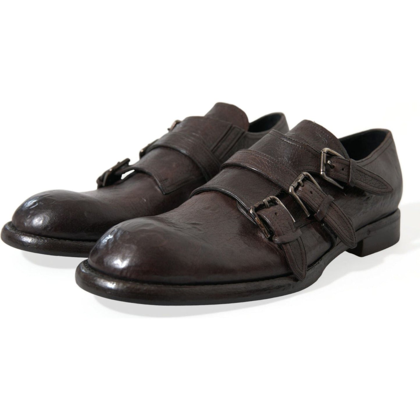 Dolce & Gabbana Elegant Triple Buckle Leather Dress Shoes Dolce & Gabbana