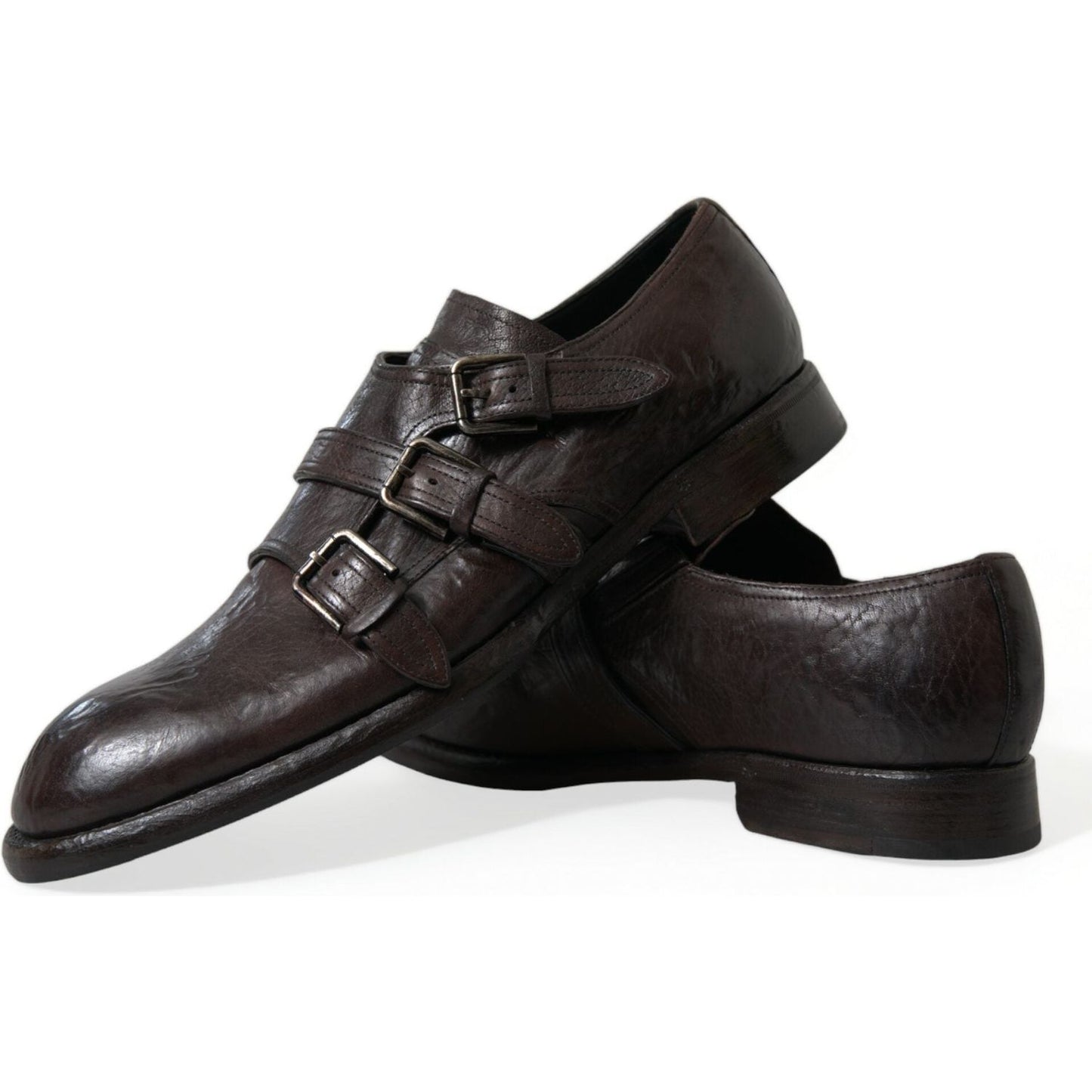 Dolce & Gabbana Brown Leather Strap Formal Dress Shoes