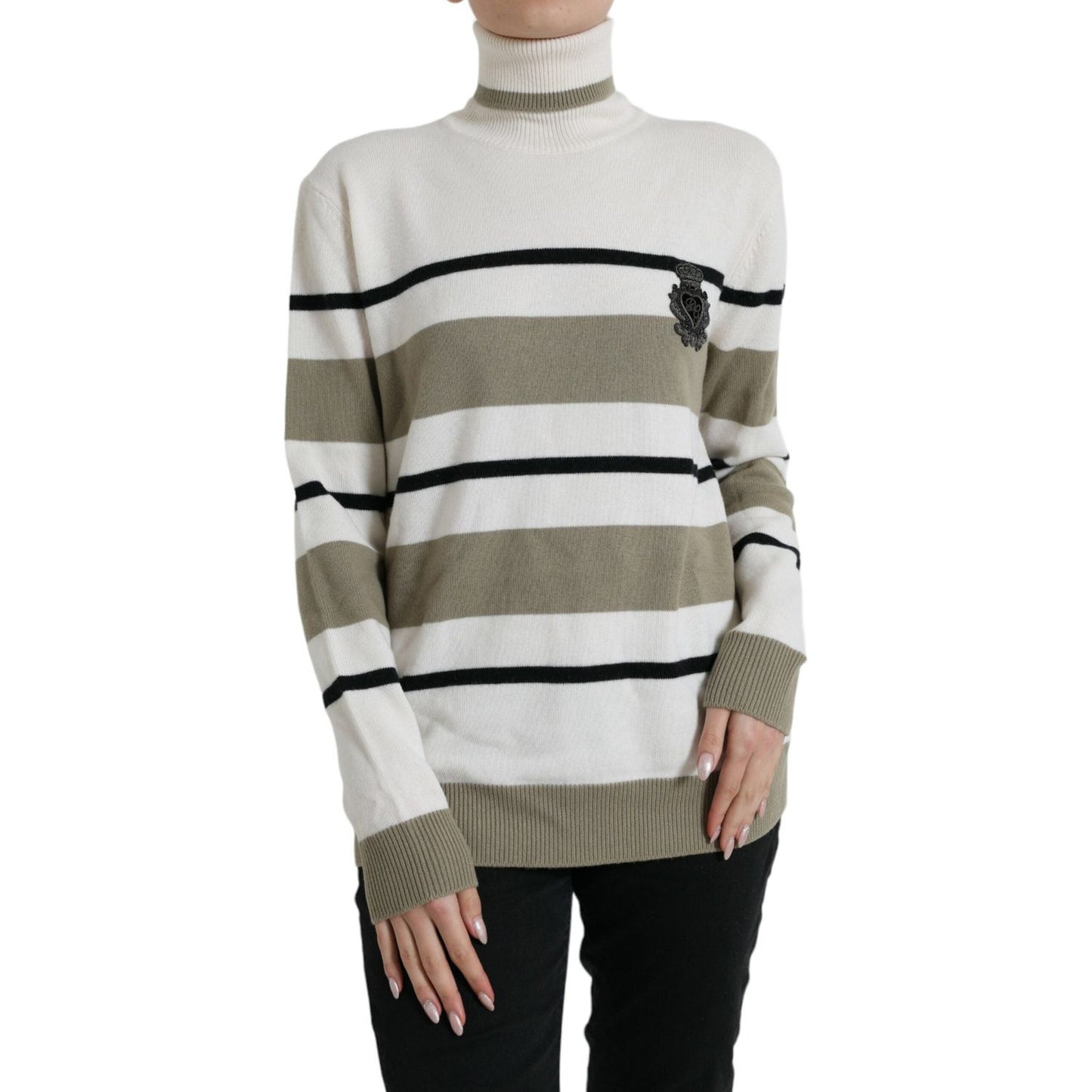 Dolce & Gabbana Multicolor Stripe Wool Logo Pullover Sweater 1728,67345645728,Clothing,Dolce & Gabbana,IT44 | L,Material: 100% Virgin Wool,Multicolor,New with tags,Sweaters - Clothing,Sweaters - Women - Clothing,Sweatshirts - Sweaters - Clothing,Women,Wom