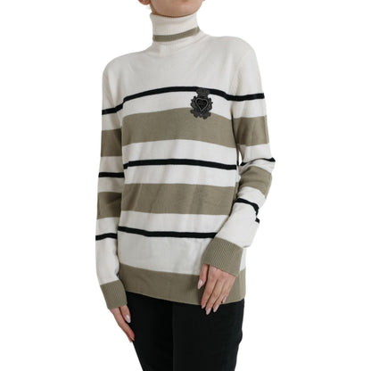 Dolce & Gabbana Multicolor Stripe Wool Logo Pullover Sweater 1728,67345645728,Clothing,Dolce & Gabbana,IT44 | L,Material: 100% Virgin Wool,Multicolor,New with tags,Sweaters - Clothing,Sweaters - Women - Clothing,Sweatshirts - Sweaters - Clothing,Women,Wom