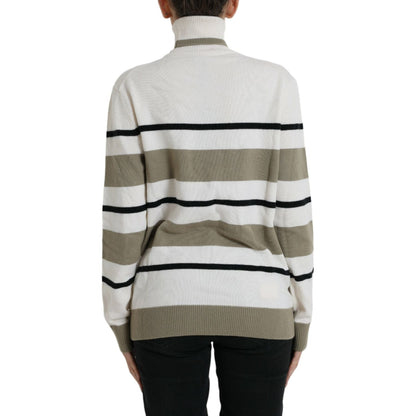 Dolce & Gabbana Multicolor Stripe Wool Logo Pullover Sweater 1728,67345645728,Clothing,Dolce & Gabbana,IT44 | L,Material: 100% Virgin Wool,Multicolor,New with tags,Sweaters - Clothing,Sweaters - Women - Clothing,Sweatshirts - Sweaters - Clothing,Women,Wom