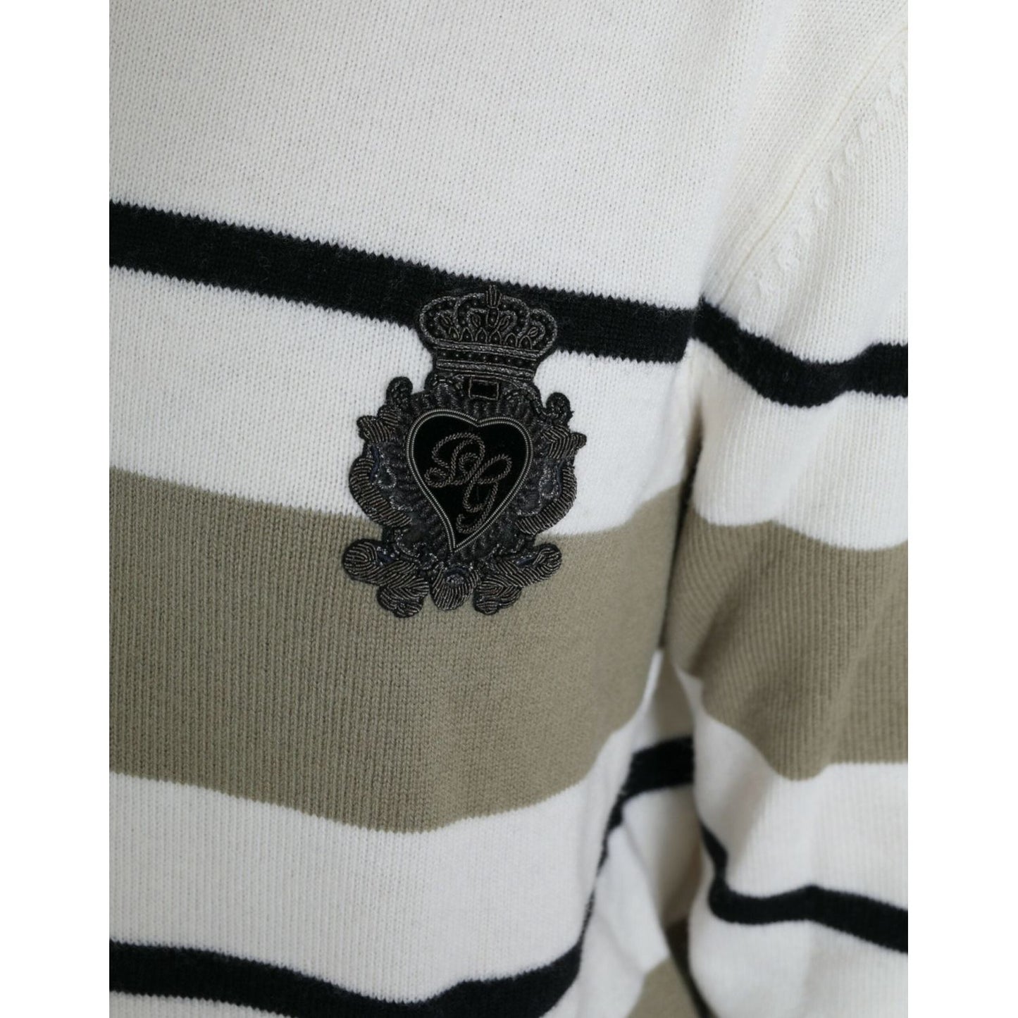 Dolce & Gabbana Multicolor Stripe Wool Logo Pullover Sweater 1728,67345645728,Clothing,Dolce & Gabbana,IT44 | L,Material: 100% Virgin Wool,Multicolor,New with tags,Sweaters - Clothing,Sweaters - Women - Clothing,Sweatshirts - Sweaters - Clothing,Women,Wom