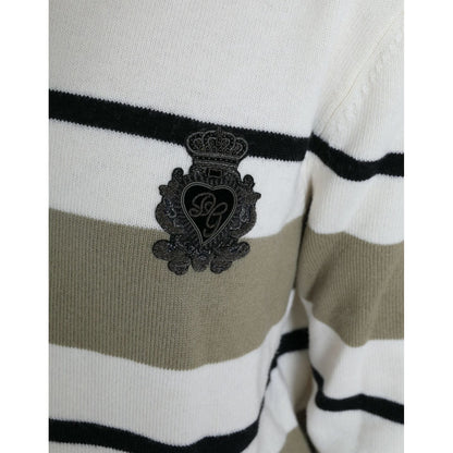 Dolce & Gabbana Multicolor Stripe Wool Logo Pullover Sweater 1728,67345645728,Clothing,Dolce & Gabbana,IT44 | L,Material: 100% Virgin Wool,Multicolor,New with tags,Sweaters - Clothing,Sweaters - Women - Clothing,Sweatshirts - Sweaters - Clothing,Women,Wom