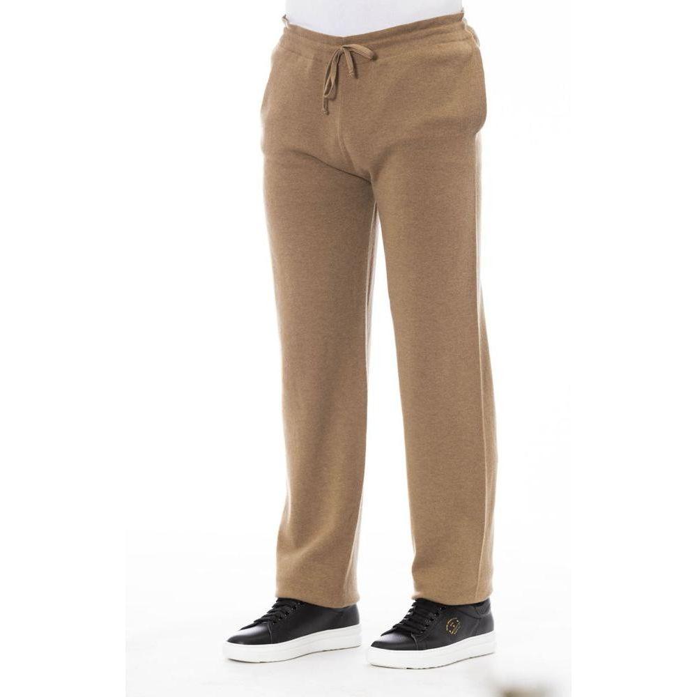 Alpha Studio Beige Wool Men Pant Alpha Studio