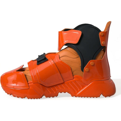 Dolce & Gabbana Orange Multi Panel Chunky High Top Sneakers Shoes