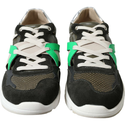 Dolce & Gabbana Multicolor Leather Suede Low Top Sneakers Shoes