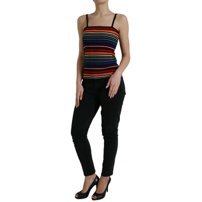 Dolce & Gabbana Multicolor Stripes Spaghetti Strap Tank Top 1728,67345645728,Clothing,Dolce & Gabbana,IT36 | XS,IT38|XS,IT40|S,IT44|L,Material: 80% Cotton 20% Polypropylene,Multicolor,New with tags,T-Shirts - Clothing,Tank Tops - T-Shirts - Clothing,Tops