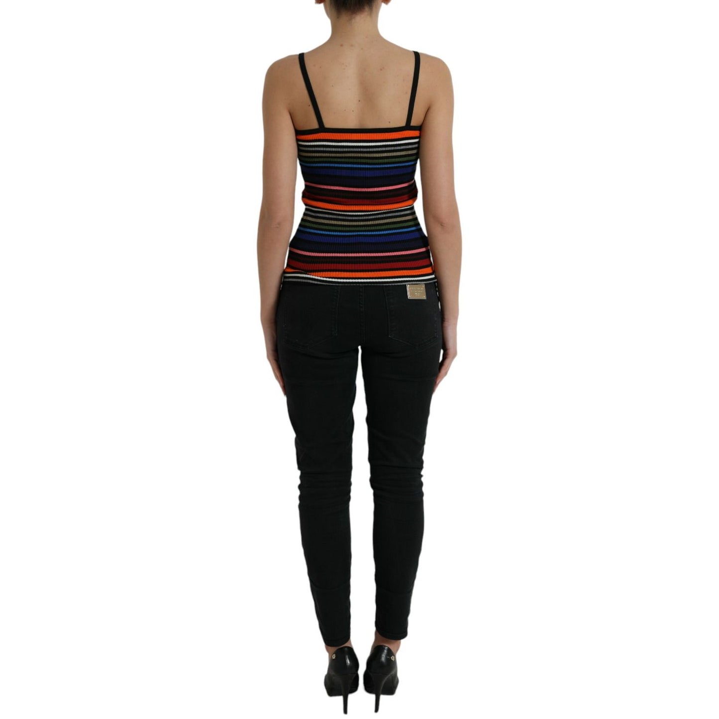Dolce & Gabbana Multicolor Stripes Spaghetti Strap Tank Top 1728,67345645728,Clothing,Dolce & Gabbana,IT36 | XS,IT38|XS,IT40|S,IT44|L,Material: 80% Cotton 20% Polypropylene,Multicolor,New with tags,T-Shirts - Clothing,Tank Tops - T-Shirts - Clothing,Tops
