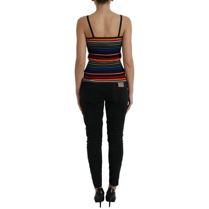 Dolce & Gabbana Multicolor Stripes Spaghetti Strap Tank Top 1728,67345645728,Clothing,Dolce & Gabbana,IT36 | XS,IT38|XS,IT40|S,IT44|L,Material: 80% Cotton 20% Polypropylene,Multicolor,New with tags,T-Shirts - Clothing,Tank Tops - T-Shirts - Clothing,Tops