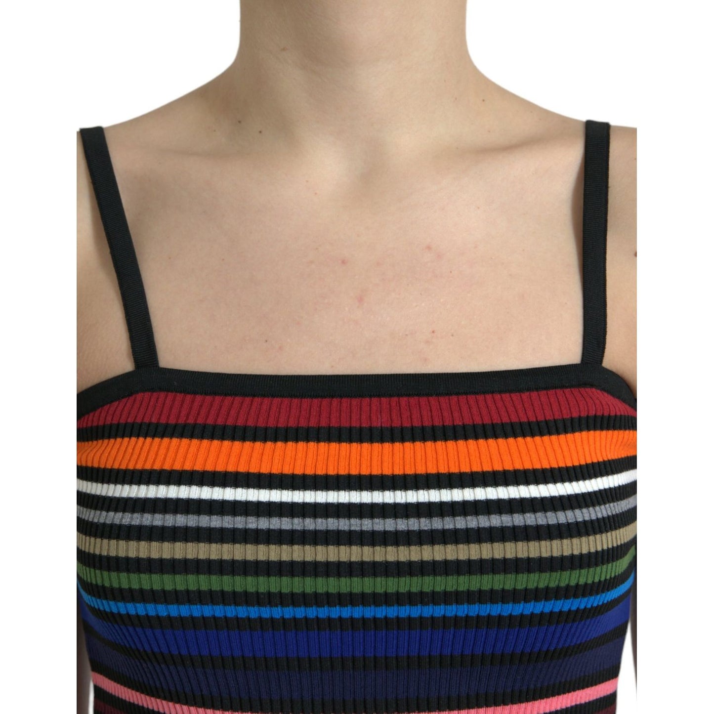 Dolce & Gabbana Multicolor Stripes Spaghetti Strap Tank Top 1728,67345645728,Clothing,Dolce & Gabbana,IT36 | XS,IT38|XS,IT40|S,IT44|L,Material: 80% Cotton 20% Polypropylene,Multicolor,New with tags,T-Shirts - Clothing,Tank Tops - T-Shirts - Clothing,Tops