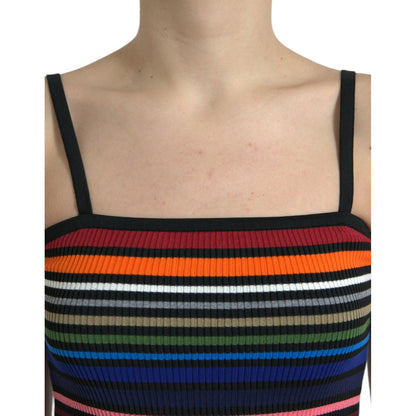 Dolce & Gabbana Multicolor Stripes Spaghetti Strap Tank Top 1728,67345645728,Clothing,Dolce & Gabbana,IT36 | XS,IT38|XS,IT40|S,IT44|L,Material: 80% Cotton 20% Polypropylene,Multicolor,New with tags,T-Shirts - Clothing,Tank Tops - T-Shirts - Clothing,Tops