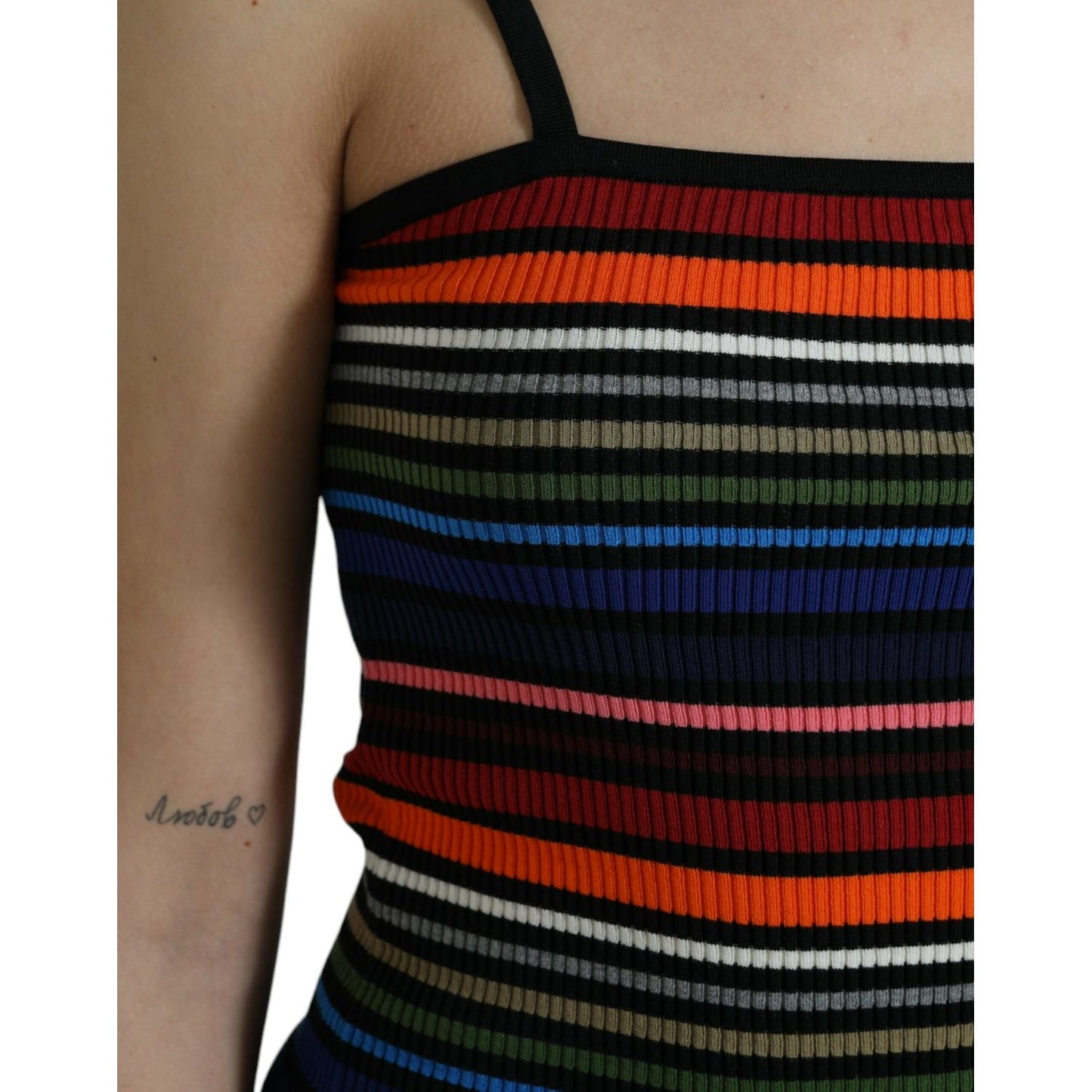 Dolce & Gabbana Multicolor Stripes Spaghetti Strap Tank Top 1728,67345645728,Clothing,Dolce & Gabbana,IT36 | XS,IT38|XS,IT40|S,IT44|L,Material: 80% Cotton 20% Polypropylene,Multicolor,New with tags,T-Shirts - Clothing,Tank Tops - T-Shirts - Clothing,Tops