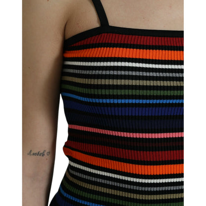 Dolce & Gabbana Multicolor Stripes Spaghetti Strap Tank Top 1728,67345645728,Clothing,Dolce & Gabbana,IT36 | XS,IT38|XS,IT40|S,IT44|L,Material: 80% Cotton 20% Polypropylene,Multicolor,New with tags,T-Shirts - Clothing,Tank Tops - T-Shirts - Clothing,Tops