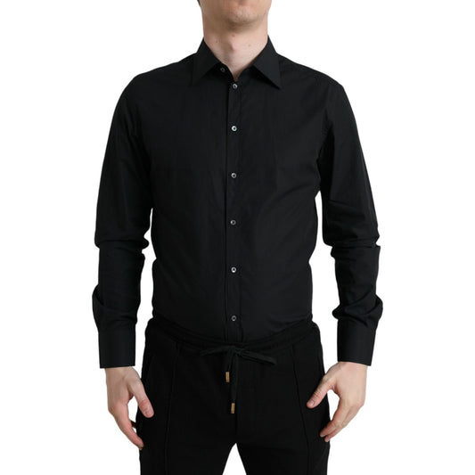 Dolce & Gabbana Sleek Black Slim Fit Italian Dress Shirt Dolce & Gabbana