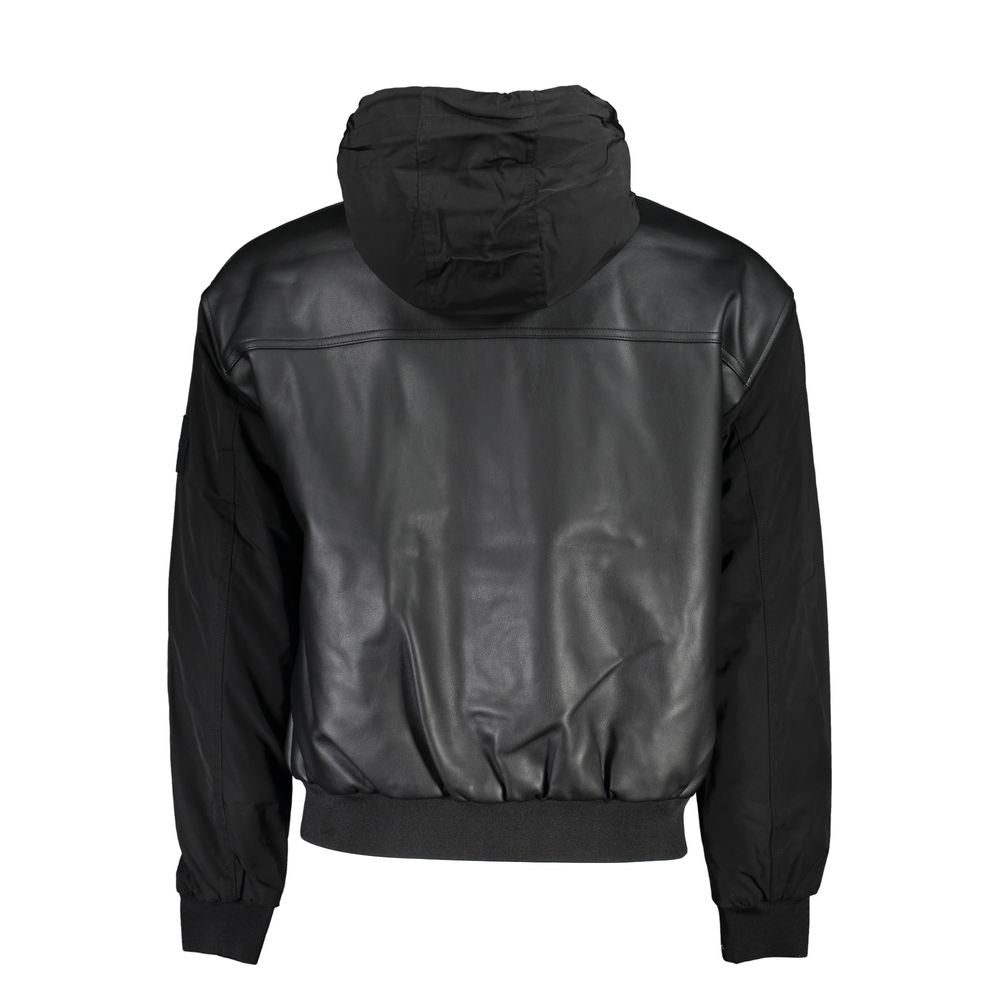 Calvin Klein Sleek Black Contrast-Trim Jacket with Hood Calvin Klein