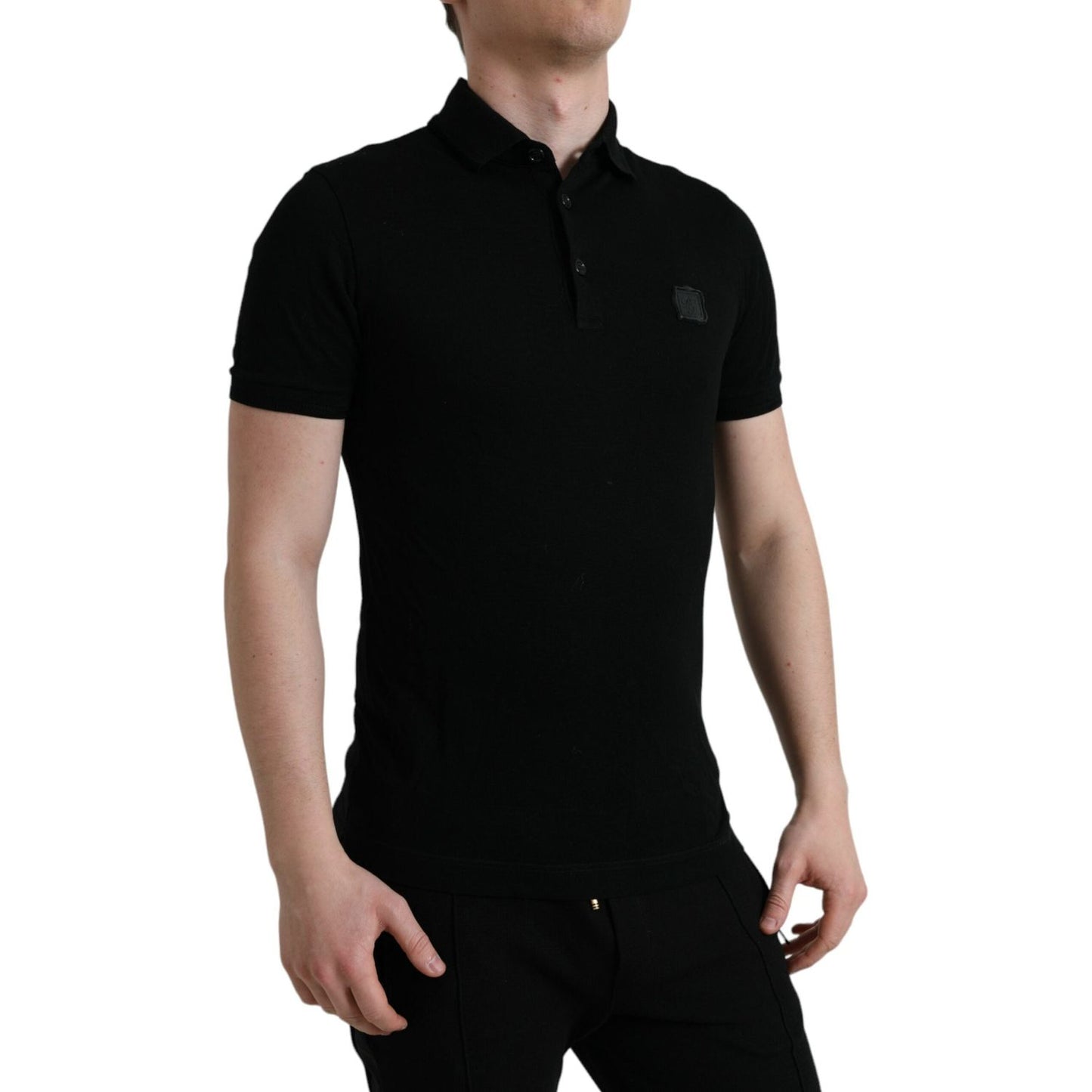 Dolce & Gabbana Elegant Black Cotton Polo Shirt Dolce & Gabbana