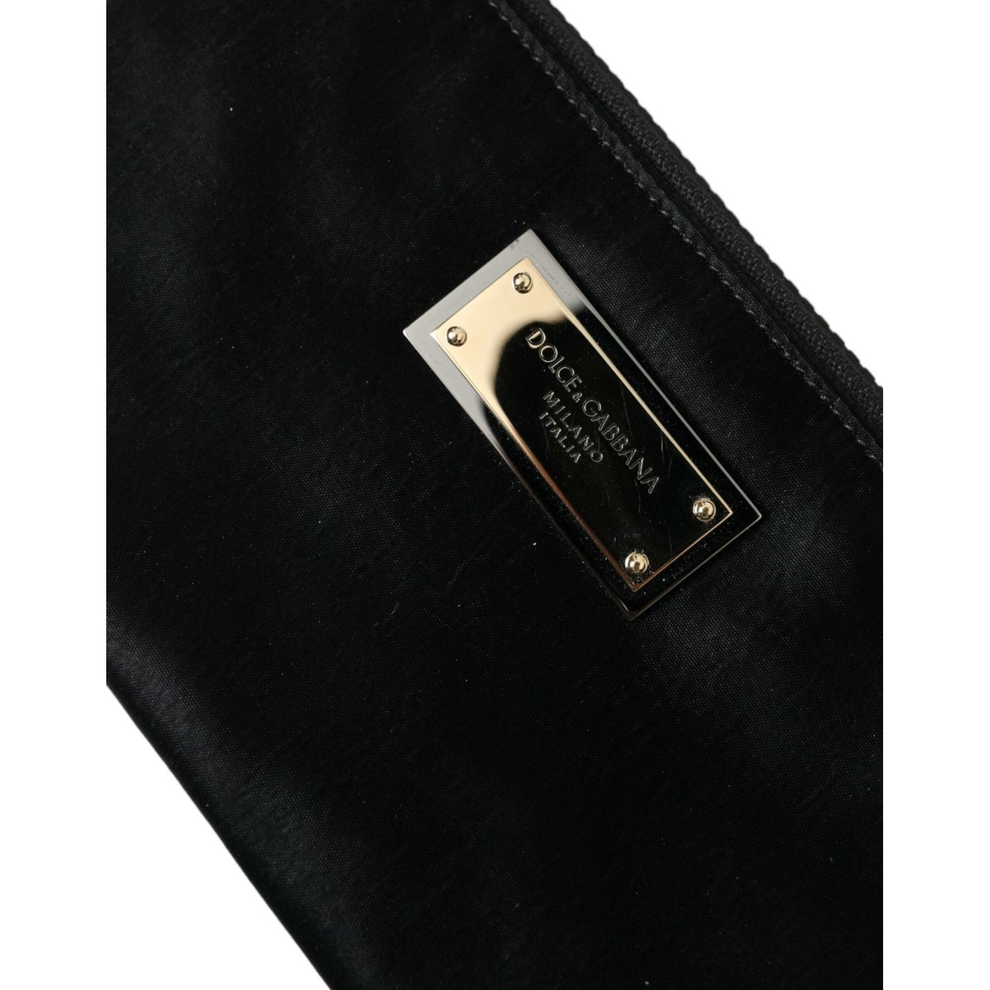 Dolce & Gabbana Sleek Designer Nylon-Leather Pouch in Black Dolce & Gabbana