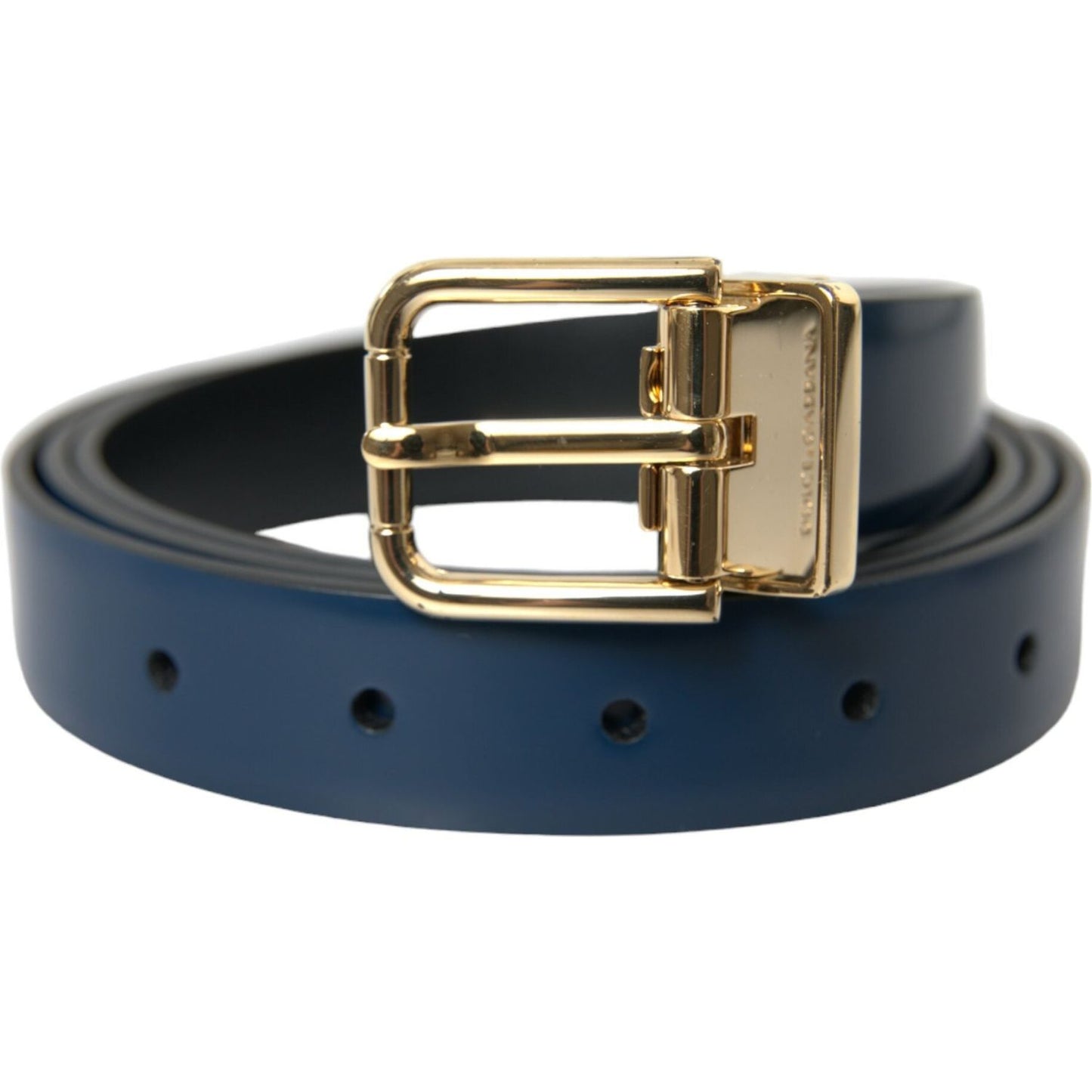 Dolce & Gabbana Elegant Blue Leather Belt with Metal Buckle Dolce & Gabbana