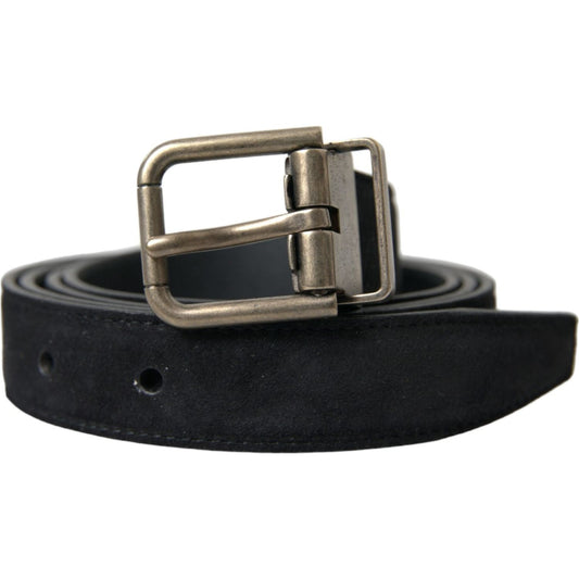 Dolce & Gabbana Black Goat Leather Antique Metal Buckle Belt Dolce & Gabbana