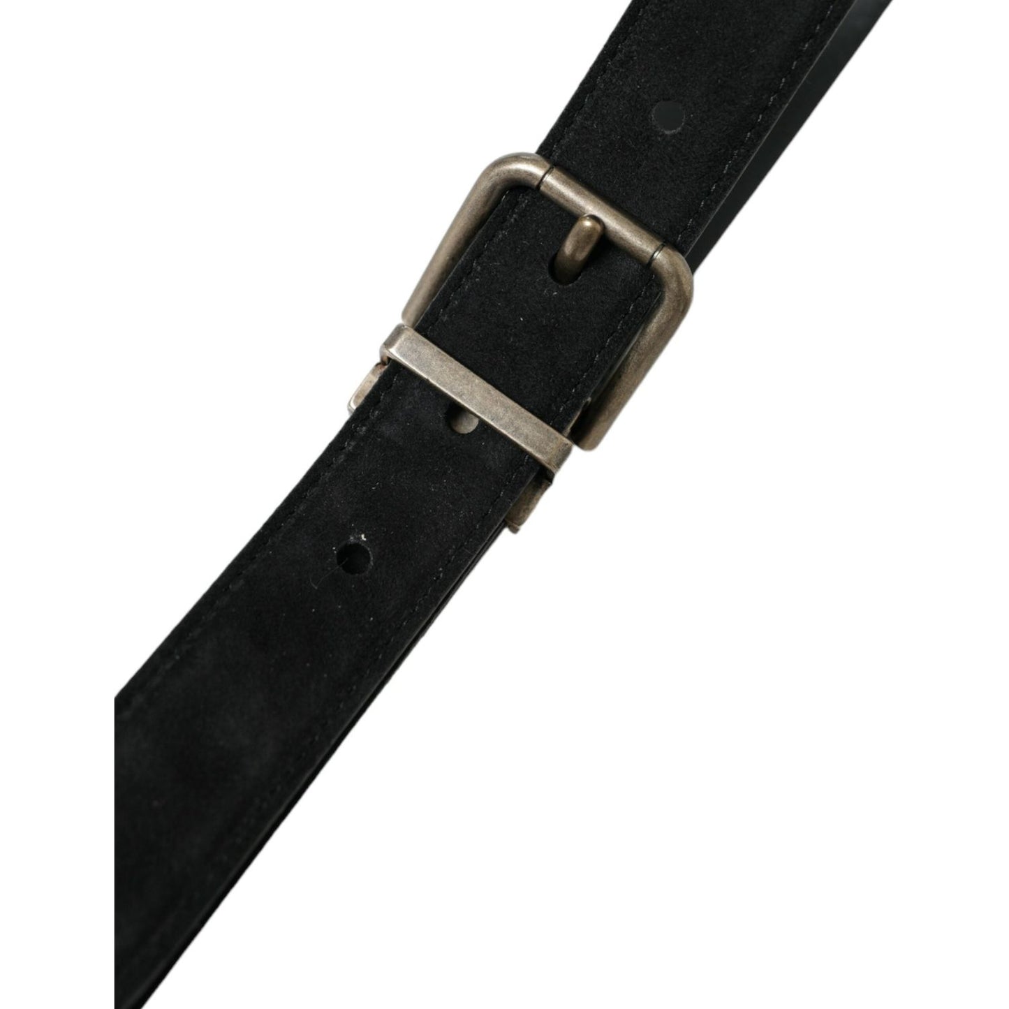 Dolce & Gabbana Black Goat Leather Antique Metal Buckle Belt