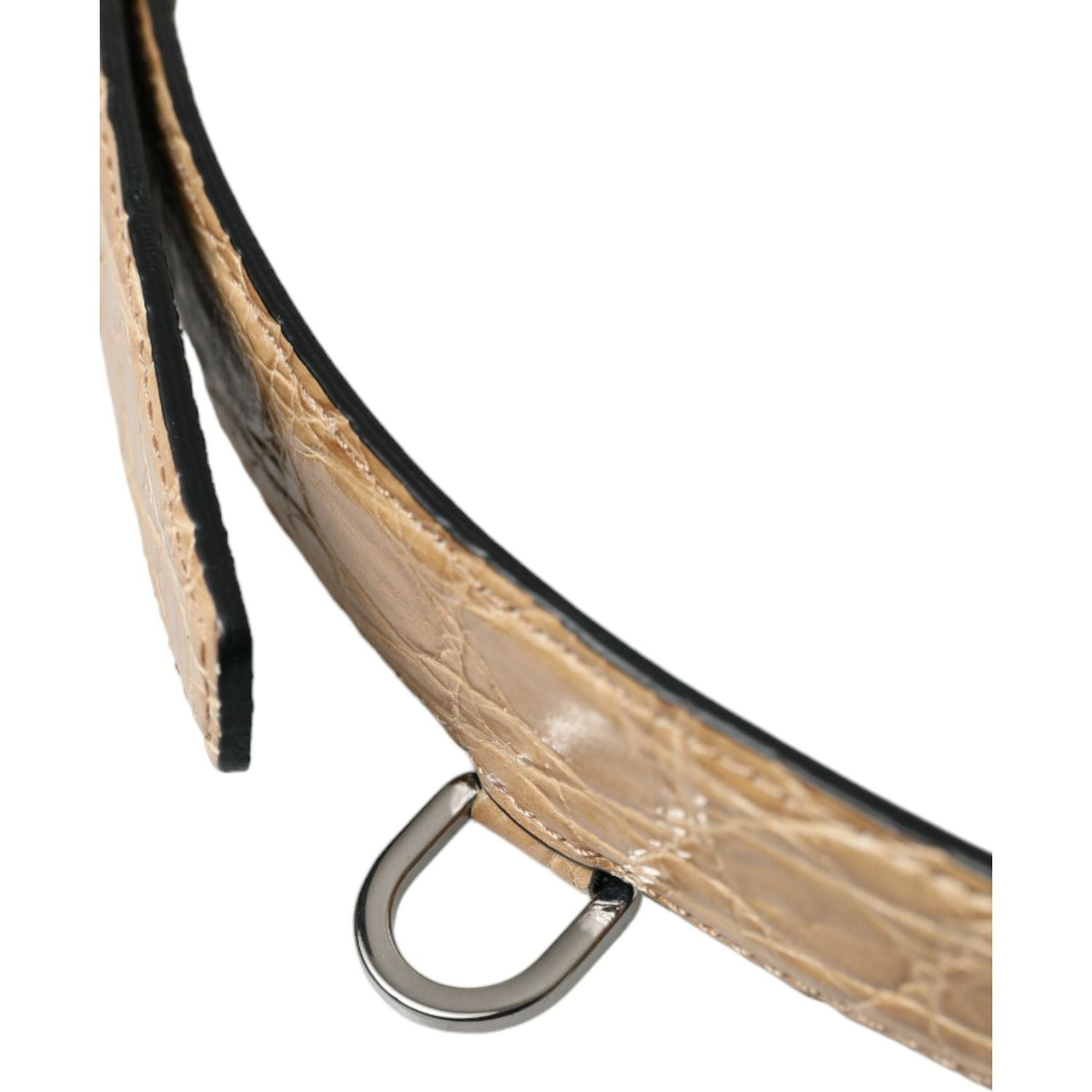 Dolce & Gabbana Beige Exotic Leather Gold Metal Buckle Belt