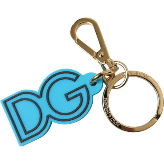 Dolce & Gabbana Blue Rubber Gold Tone Metal DG Logo Keyring Keychain 1728,67345645728,Accessories,Black and Blue,Dolce & Gabbana,Keychains - Other Accessories - Accessories,Keychains - Women - Accessories,Material: 40% Zamak 40% PVC 15% Steel 5% Brass,New