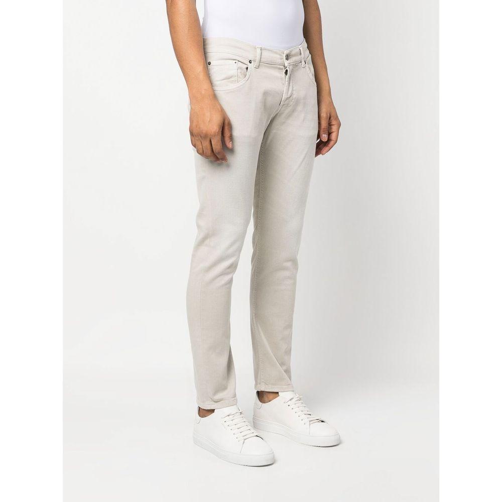 Dondup Cream-Colored Cotton Blend Trousers Dondup