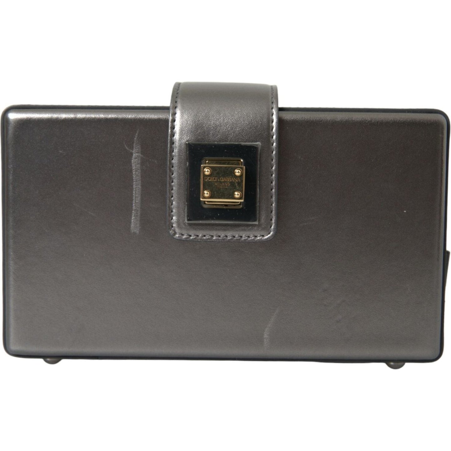Dolce & Gabbana Metallic Gray Calfskin Leather DG BOX Shoulder Bag Dolce & Gabbana