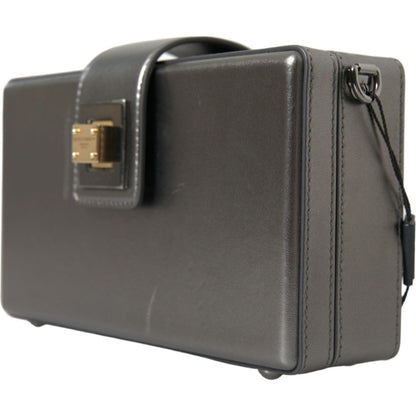 Dolce & Gabbana Metallic Gray Calfskin Leather DG BOX Shoulder Bag Dolce & Gabbana