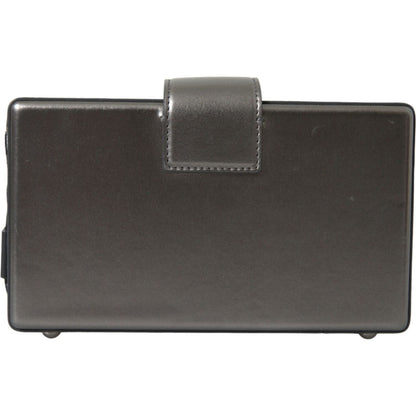 Dolce & Gabbana Metallic Gray Calfskin Leather DG BOX Shoulder Bag Dolce & Gabbana