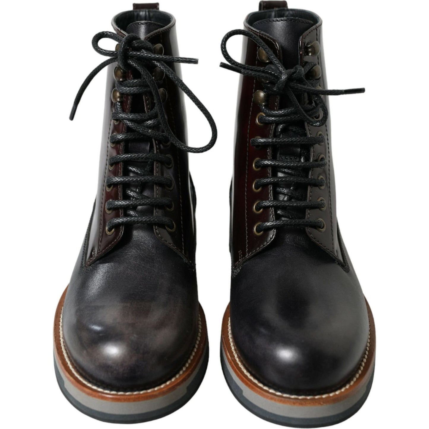Dolce & Gabbana Black Leather Military Combat Boots Shoes Dolce & Gabbana