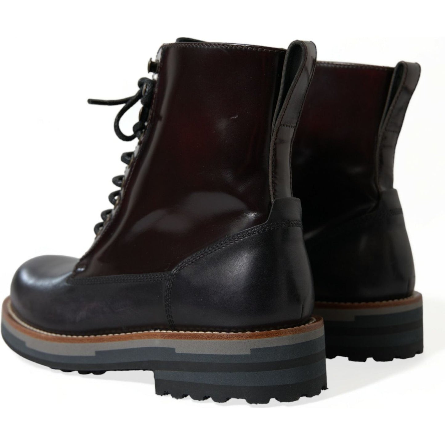 Dolce & Gabbana Black Leather Military Combat Boots Shoes Dolce & Gabbana