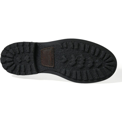 Dolce & Gabbana Black Leather Military Combat Boots Shoes Dolce & Gabbana