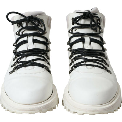 Dolce & Gabbana White Vulcano Trekking Ankle Boots Shoes Dolce & Gabbana