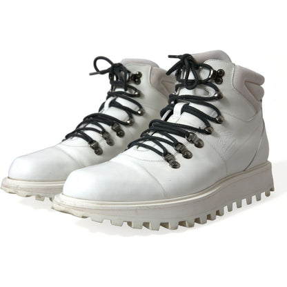 Dolce & Gabbana White Vulcano Trekking Ankle Boots Shoes Dolce & Gabbana