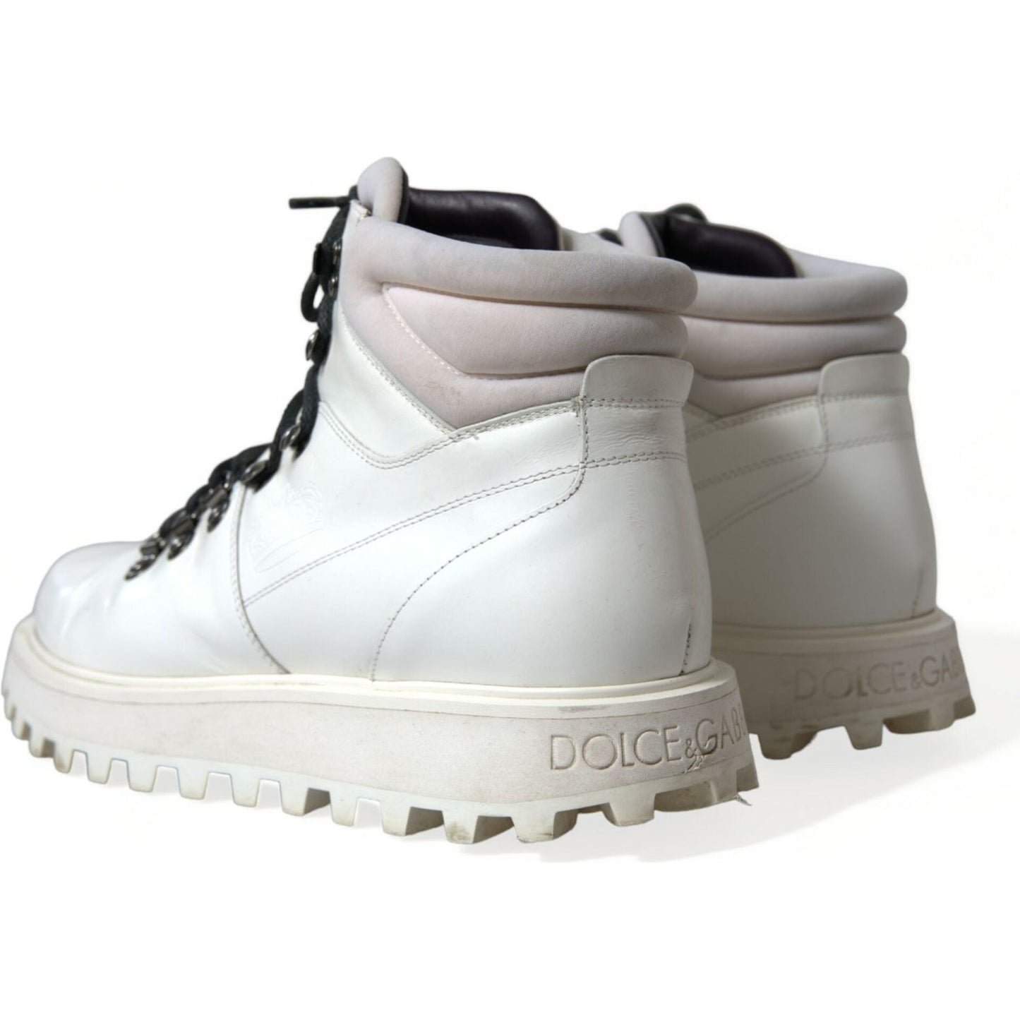 Dolce & Gabbana White Vulcano Trekking Ankle Boots Shoes Dolce & Gabbana