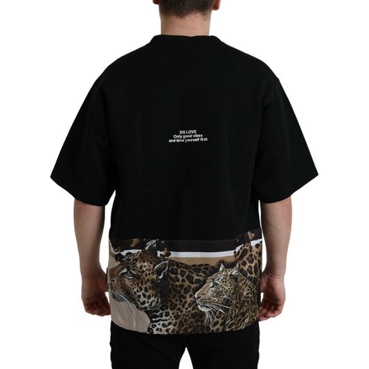 Dolce & Gabbana Elegant Leopard Print Crew Neck Tee Dolce & Gabbana