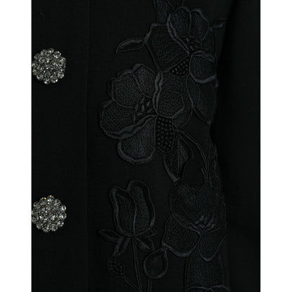 Dolce & Gabbana Black Floral Wool Button Embellished Jacket Dolce & Gabbana